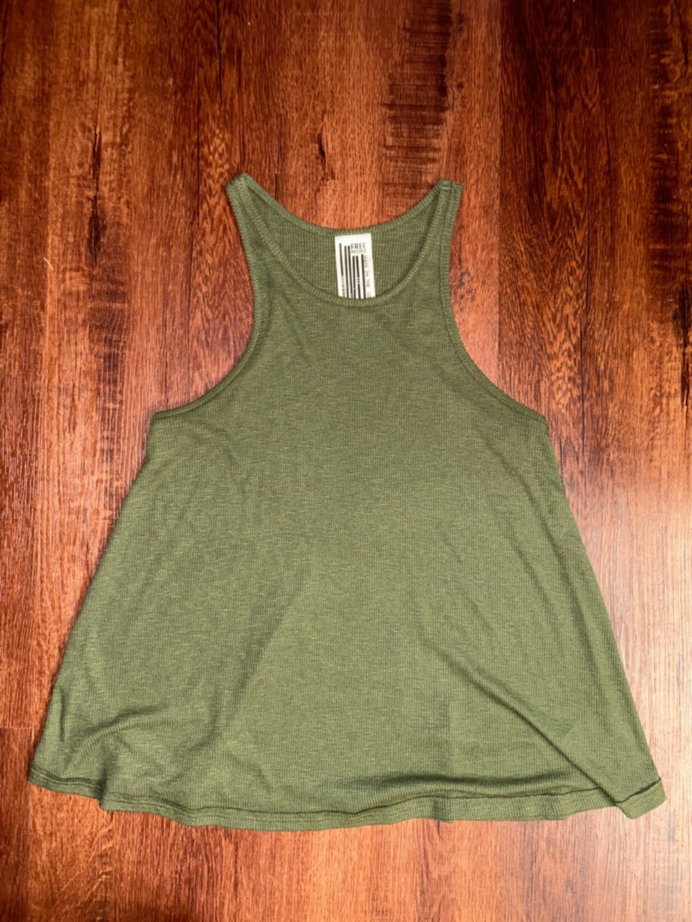 Free People Women’s Medium Okive Green Ribbed Flowy Tank Top